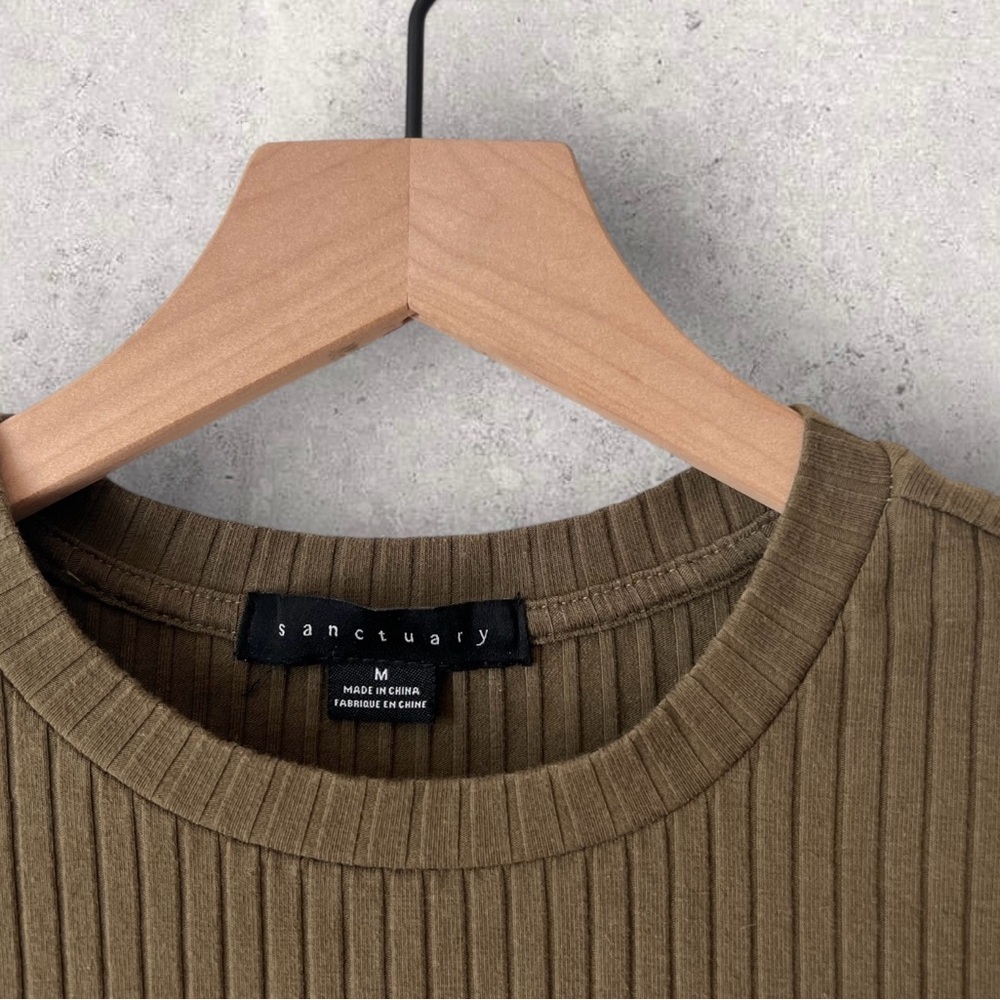 Sanctuary Olive Green Rider Ribbed Mini Dress Size M - Picture 4 of 11